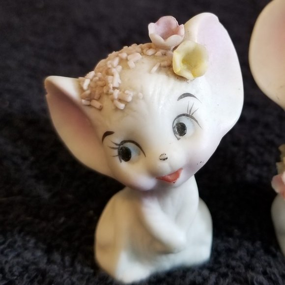 Miniature Mouse Couple Set Porcelain HandPainted - Picture 2 of 5